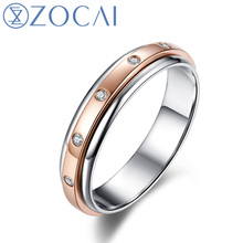 ZOCAI Brand Ring 0.04 CT Real Diamond Dual Color 18K White Gold & 18K Rose Gold (Au750) Wedding Women Ring Q00967B 2024 - buy cheap