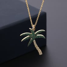 UMGODLY Brand Coconut Tree Necklace Fashion Full Green Cubic Zirconia Charm Sea Style Pendant Women Party Jewelry New Arrival 2024 - buy cheap
