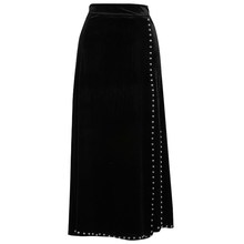 plus size 4XL!New fashion women Spring high waist skirt velvet stitching split heavy rivets slim A-line skirt 2024 - buy cheap