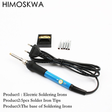 60W Electric Soldering Irons EU US Temperature Adjustable Electric Iron Mini Handle Heat Soldering Iron 5 tips with base 2024 - buy cheap