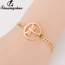 Shuangshuo-pulsera de eslabones de cadena de libélula para mujer, brazalete femenino de círculo de acero inoxidable, brazaletes de animales bonitos, accesorios para mujer 2024 - compra barato