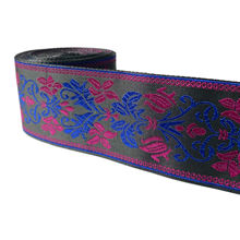 ZERZEEMOOY 49MM 7YARD Blue And Rose Totem Jacquard Ribbon With Black Background MZZD19051507 2024 - buy cheap
