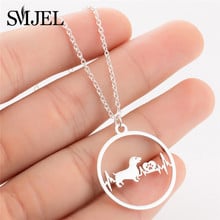 SMJEL Stainless Steel Dog Paw Necklace Dog Corgi Heartbeat Pendants & Necklaces Choker Circle Jewelry Pet Lover Gifts Bijoux 2024 - buy cheap