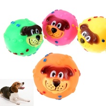ANGRLY Cat Dog Toys Soft Rubber Dog Face Chew Squeaker Squeaky Toys New Arrival Promotion Soft Rubber Chew Sound Ball Toys 2024 - buy cheap