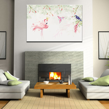 Romântico Flor Pintura Da Lona Animal Pássaro Flamingo Cor de Rosa Arte Da Parede Decoração Da Casa Sala de estar Imagem HD Cópia do Cartaz Da arte Mural 2024 - compre barato