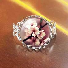 QiYuFang Glass Cabochon Jewelry Ring Vintage Flower Art Picture Glass Ring Stud Rings Women steel Color Jewelry 2024 - buy cheap