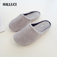 Simple stripes home slipper shoes women casual slides vertical striped cotton terlik casual soft female Slippers women summer 2024 - buy cheap