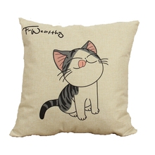 Cartoon Cotton Linen Cute Cat Pillow Case Home Textile 2024 - buy cheap