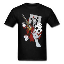 Gambler T Shirt Hipster Tshirt Guns N Poker Cards T-shirt Casino Man Tops & Tees 100% Cotton Black Clothes Mens Shirts O-neck 2024 - buy cheap