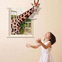Pegatinas de pared 3 D para decoración del hogar, decoración para sala de estar, habitación de bebé, niño, jirafa realista creativa, Muraux, DIY, envío gratis 2024 - compra barato