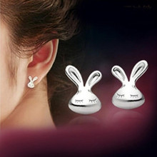 Hot Design Simple Lovely Rabbit Stud Earrings For Girls Popular Silver Plated Animal Earrings Jewelry Accessories Wholesale Gift 2024 - buy cheap