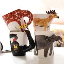 400ML Creative 3D stereo coffee cups friends tv cartoon ceramic tea mug Hand drawn cartoon animal mugs handle cups and mugs 2024 - buy cheap