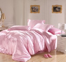 Light Pink bedding sets Silk satin super king size queen double quilt duvet cover fitted bed sheet linen bedspreads doona 6pcs 2024 - buy cheap