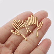 10pcs Raw Brass Hollow Palm Charm Pendant For DIY Jewelry Necklace Earring Making Finding 2024 - buy cheap