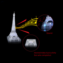 3D кристаллическая головоломка здание Париж Эйфелева башня модель DIY головоломки игрушки мигает и музыкальные образовательные игрушки для детей 2024 - купить недорого