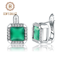 Gem's Ballet 925 Sterling Silver Fine Jewelry For Women 3.77Ct Natural Green Agate Gemstone Vintage Stud Earrings 2024 - buy cheap