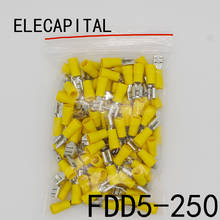 FDD5.5-250 FDD5-250 Female Insulated Electrical Crimp Terminal for 4-6mm2 wire Connectors Cable Wire Connector 100PCS/Pack FDD 2024 - buy cheap