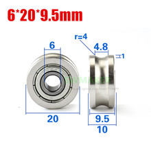 Rolamento roda sem padrão, polia em u para rolo, máquina de fiação, para eixo óptico de 8mm de diâmetro, 1 peça 6*20*9.5mm 2024 - compre barato