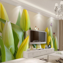 Custom 3D Mural Wallpaper Living Room Bedroom Sofa TV Background Wall Painting HD Tulip Butterfly Photo Wall Paper Roll Tapety 2024 - buy cheap