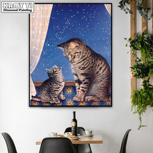 Broca quadrado completo 5d diy pintura diamante gatos bordado mosaico ponto cruz strass decoração hyy 2024 - compre barato