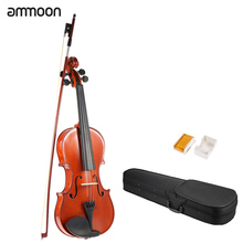 Ammoon-violín de tamaño completo 4/4, violín antiguo de madera maciza, acabado brillante, tablero facial de abeto con carcasa dura, colofonia de arco 2024 - compra barato