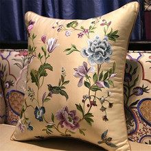 Travesseiro clássico de muitas flores, com almofada interna de 50x50cm, bordado, decoração de cadeira 2024 - compre barato