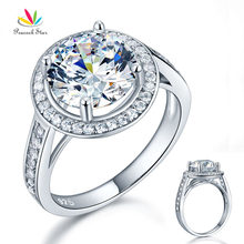 Sólida plata 925 de lujo con diseño de estrella de pavo real, anillo de compromiso de aniversario de boda, Halo, 3,5 Ct, CFR8235 2024 - compra barato