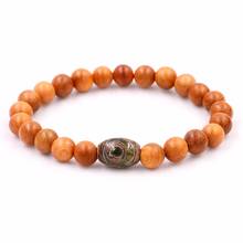 Men Natural 8MM Wood Beaded Bracelet Dzi Eye Buddha Yoga Unisex Stone Mala Healthy Bracelet For Women Jewelry 2024 - buy cheap