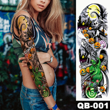 Tatuagem temporária com abóbora, arte corporal com braço e manga grande, 1 peça 2024 - compre barato