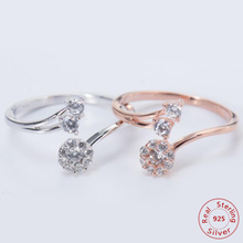 Женское Открытое кольцо из серебра 925 пробы, с фианитом 2024 - купить недорого