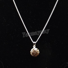12pcs Gradient Brown Disco Ball Rhinestone Pendant 18" Silver Plated Necklace For Promotion 2024 - buy cheap