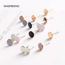 9 Prs/set Gold Metal Geometric Candy Sandwash Stud Earrings Fashion Black Pink Small Cute Girl Jewelry Gifts Accessories 2024 - buy cheap