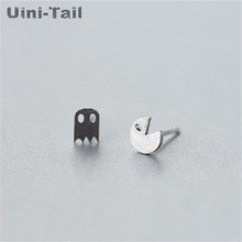 Uini-Tail hot new 925 sterling silver Korean fashion brushed ghost asymmetrical earrings temperament small ear jewelry female 2024 - buy cheap