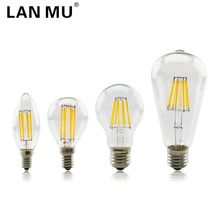 LAN MU LED Filament Bulb E14 C35 C35L G45 LED Bulb E27 A60 ST64 Edison Light 220V 2W 4W 6W Antique Retro Vintage Glass Bulb Lamp 2024 - buy cheap
