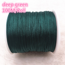 100M/Roll 0.8mm Deep green Nylon Cord Thread Chinese Knot Macrame Cord Bracelet Braided String DIY Beading Thread #00E 2024 - buy cheap