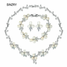 SINZRY elegant bridal jewelry set natural freshwater pearl flower choker necklace earring bracelet set wedding jewelry accessory 2024 - buy cheap