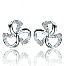 Simple Fashion Bride Earring Jewelry 925 Sterling Silver Clover Flower Stud Earrings for Women Brincos Ear Jewelry 2024 - buy cheap