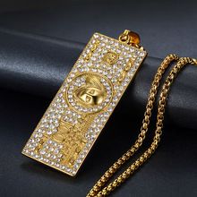 Stainless Steel/Gold Color US $100 Dollar Money Necklace & Pendant For Women/Men Hip Hop Iced Out Full Rhinestone Bling Jewelry 2024 - buy cheap