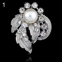 New 2017 New Bridal Bouquet Rhinestone Crystal Brooch Pin Silver Pearl Brooches Flower 1QJ A5GS 2024 - buy cheap