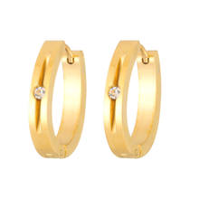 Simple Fashion Gold Color Oval Stainless Steel Zircon Hoop Earrings for Women ZK30 2024 - buy cheap