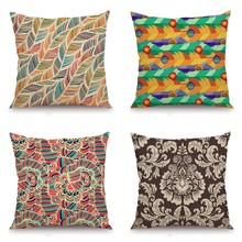 XUNYU Linen Pillowcase Sofa Decorative Pillow Cover Geometric Patterns Square Cushion Cover 45X45cm KQ49 2024 - buy cheap