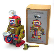 Antique Tin Robots metal wind up toys collection toys home decor creative gift for children iron drum robot 2024 - buy cheap
