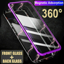 Двухсторонний стеклянный Магнитный чехол для xiaomi MI 9 Pro 5G, алюминиевый металлический чехол с полным покрытием на 360 градусов для OnePlus 7T, 8, 8Pro, 8T 2024 - купить недорого