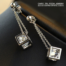 New Fashion Hot sale Luxury AAA Zircon Cube Long Drop Earrings For Women Wholesale Jewelry 2024 - buy cheap