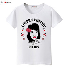 2021 beautiful girl cherry poppin T shirt women's summer white color fashion cool shirts Brand Good quality soft casual tops 2024 - buy cheap