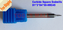 5pcs  D1mm Carbide Square End mill 2 Flutes HRC45 Milling cutters CNC Spiral Router bits Endmill cutter CNC Tool 2024 - buy cheap