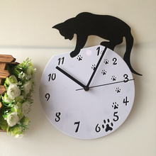Hot Sales Acrylic DIY Black Clcok Cat Feet Small Movement Quartz Art Home Decor Smart Wall Clock Novelty 28*30CM 2024 - buy cheap