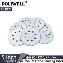 Papel de lija 5 pulgadas 125mm 8-agujero 40-2000 Grit gancho de óxido de aluminio y discos de lijado en seco herramienta pulidora para lijadora de Dremel 10 piezas 2024 - compra barato