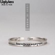 Uglyless Less is More Real 99.9% Full Silver Heart with u Tibetan Bangles for Women Silver Gifts Jewelry Concave Convex Bracelet 2024 - buy cheap