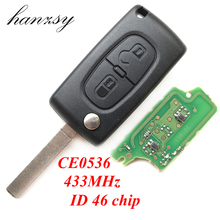 2 кнопки Автомобильный Дистанционный ключ для peugeot 307 208 408 207 308 Partner CE0536 раскладной ключ с чипом ID46 433mhz HU83/VA2 Blade 2024 - купить недорого